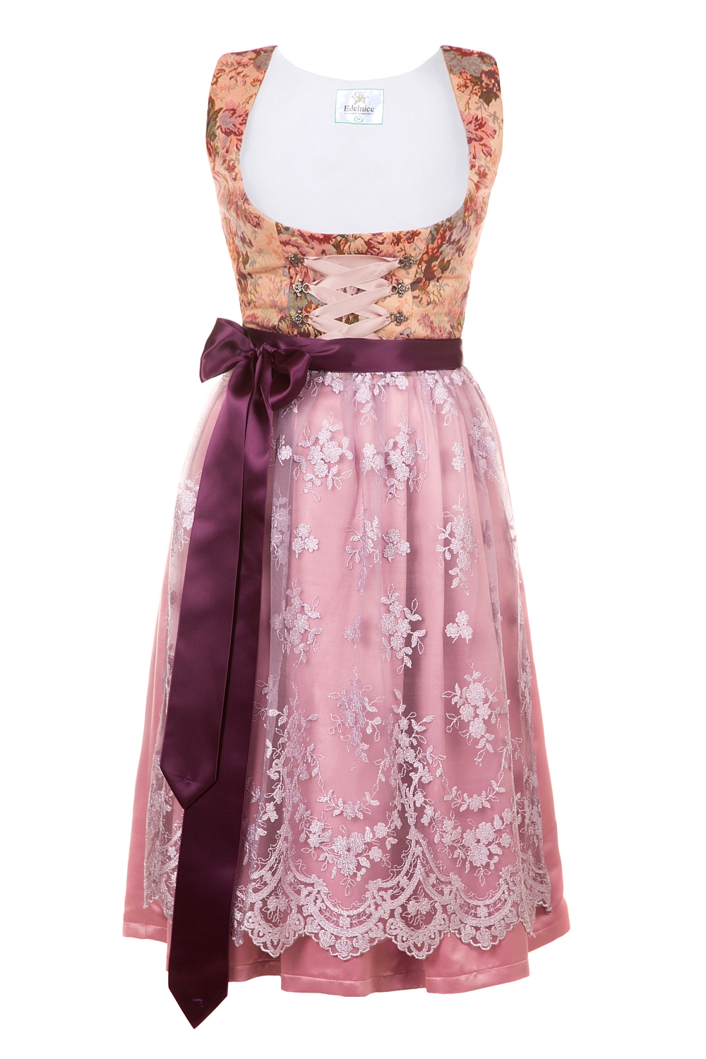 Midi Dirndl Made in Germany Rosenprinzessin lila rosé