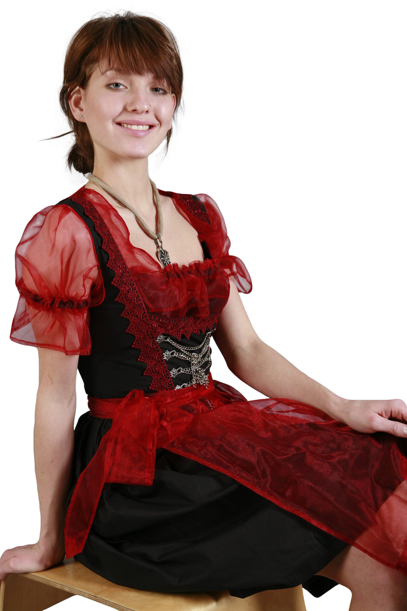 Sexy Mini Dirndl 3-teilig rot schwarz 