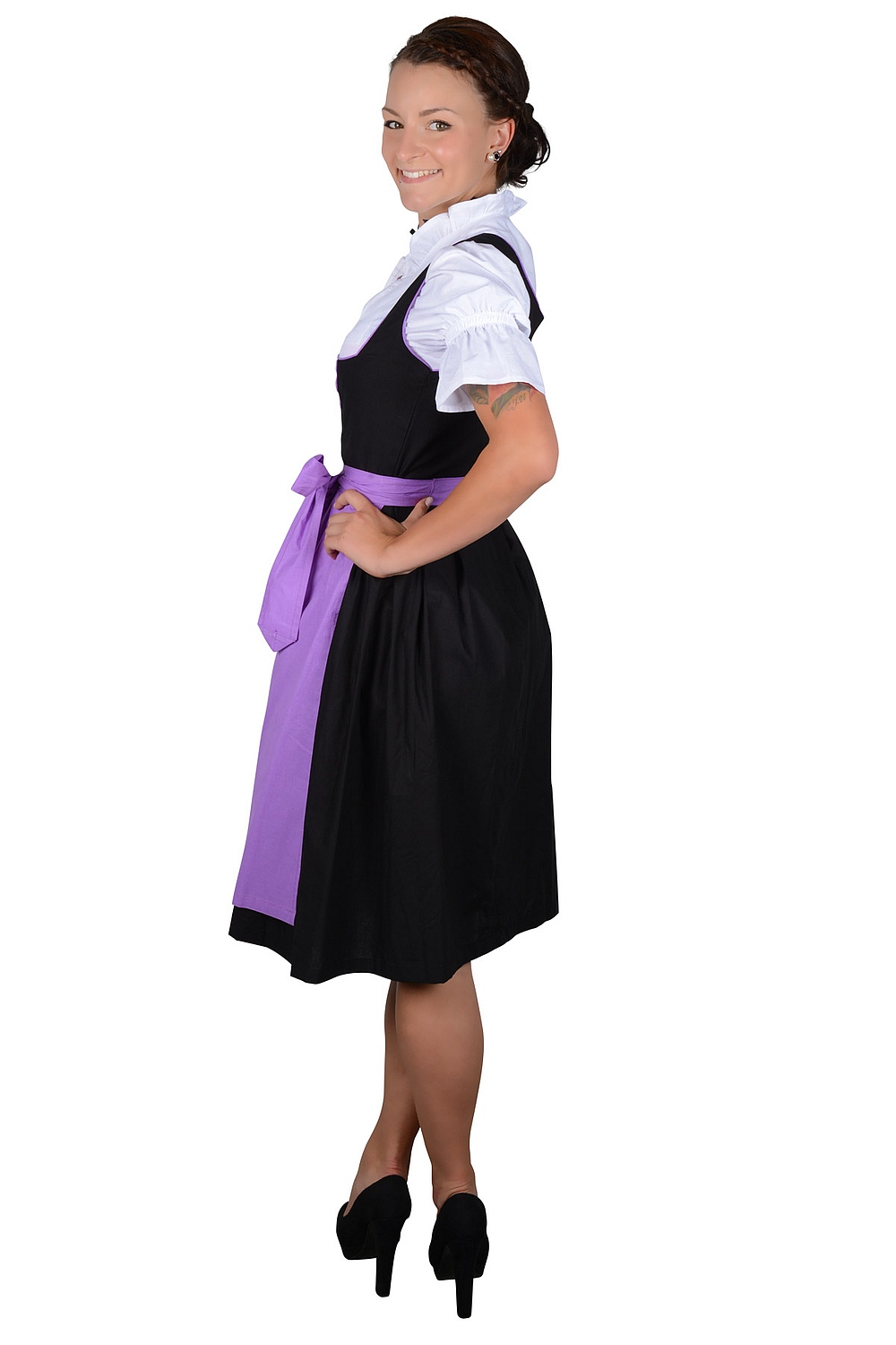 Midi Dirndl Kathi schwarz lila