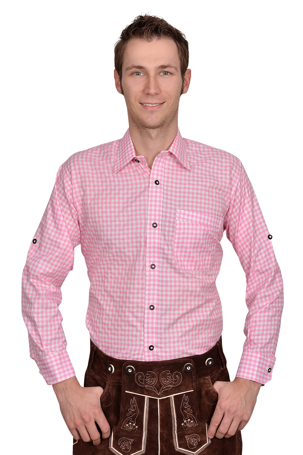 Trachtenhemd Hemd rosa kariert