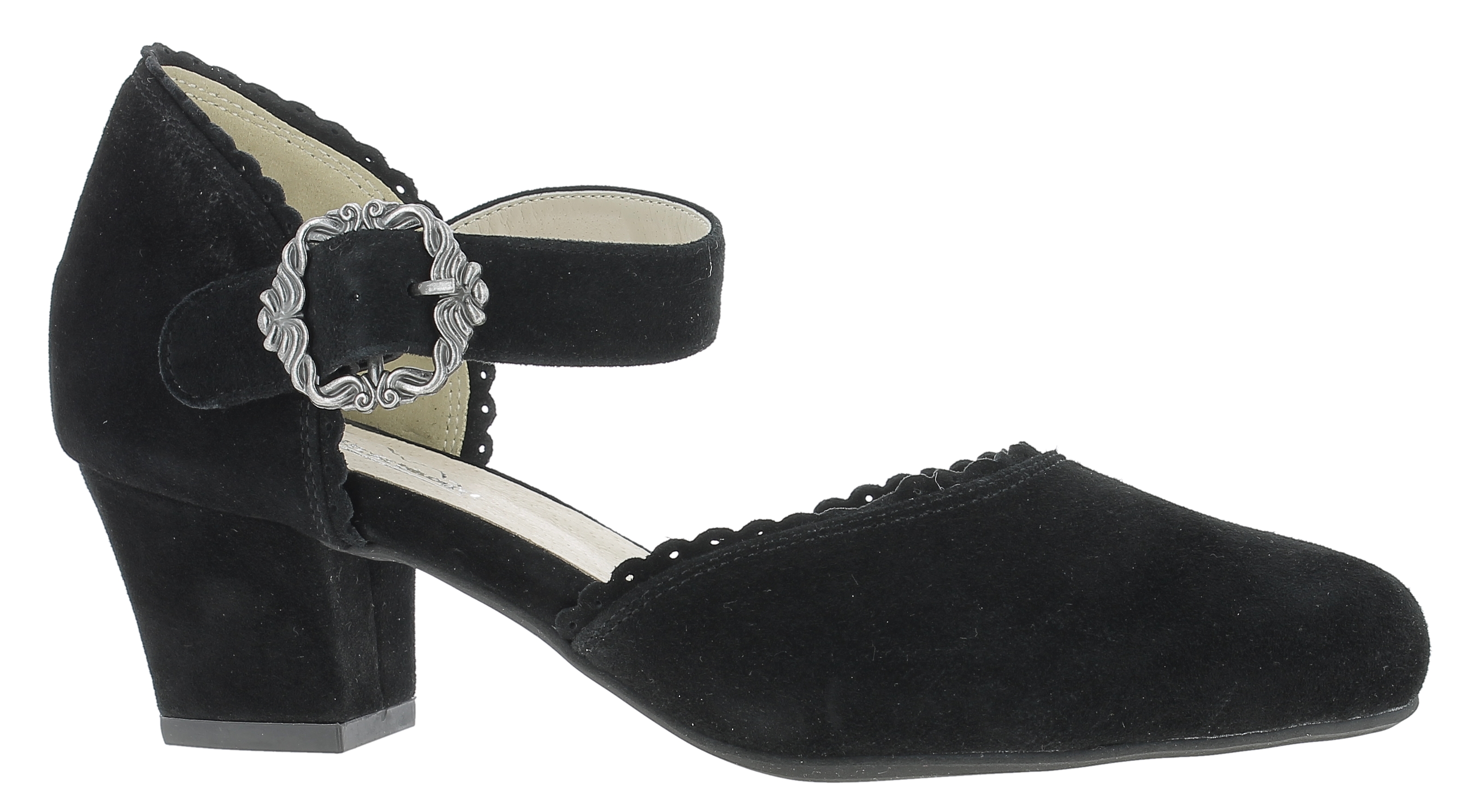 Damen Pumps Wildleder mit Schnalle Schwarz