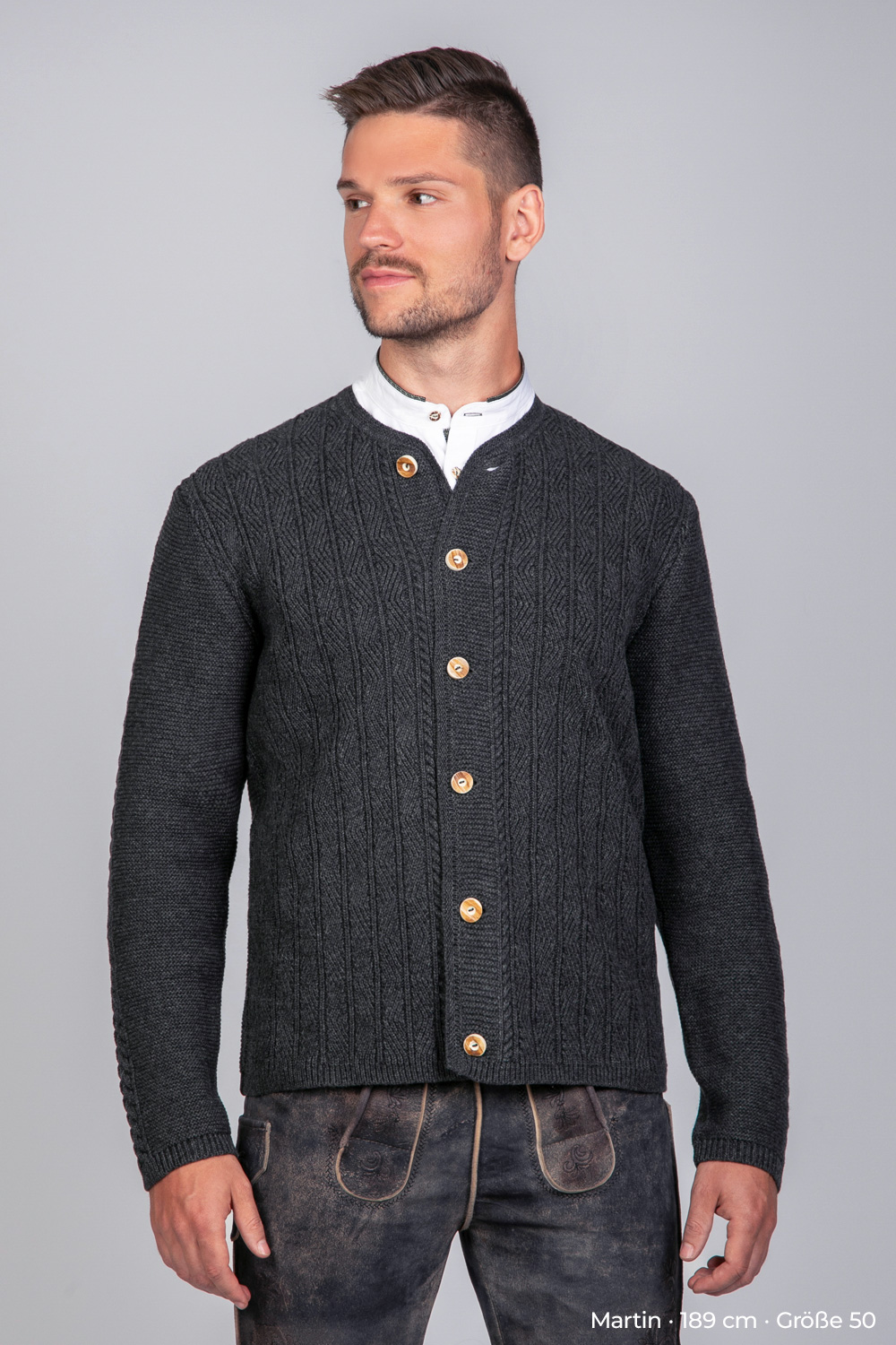 Trachten Strickjacke Leo Dunkelgrau