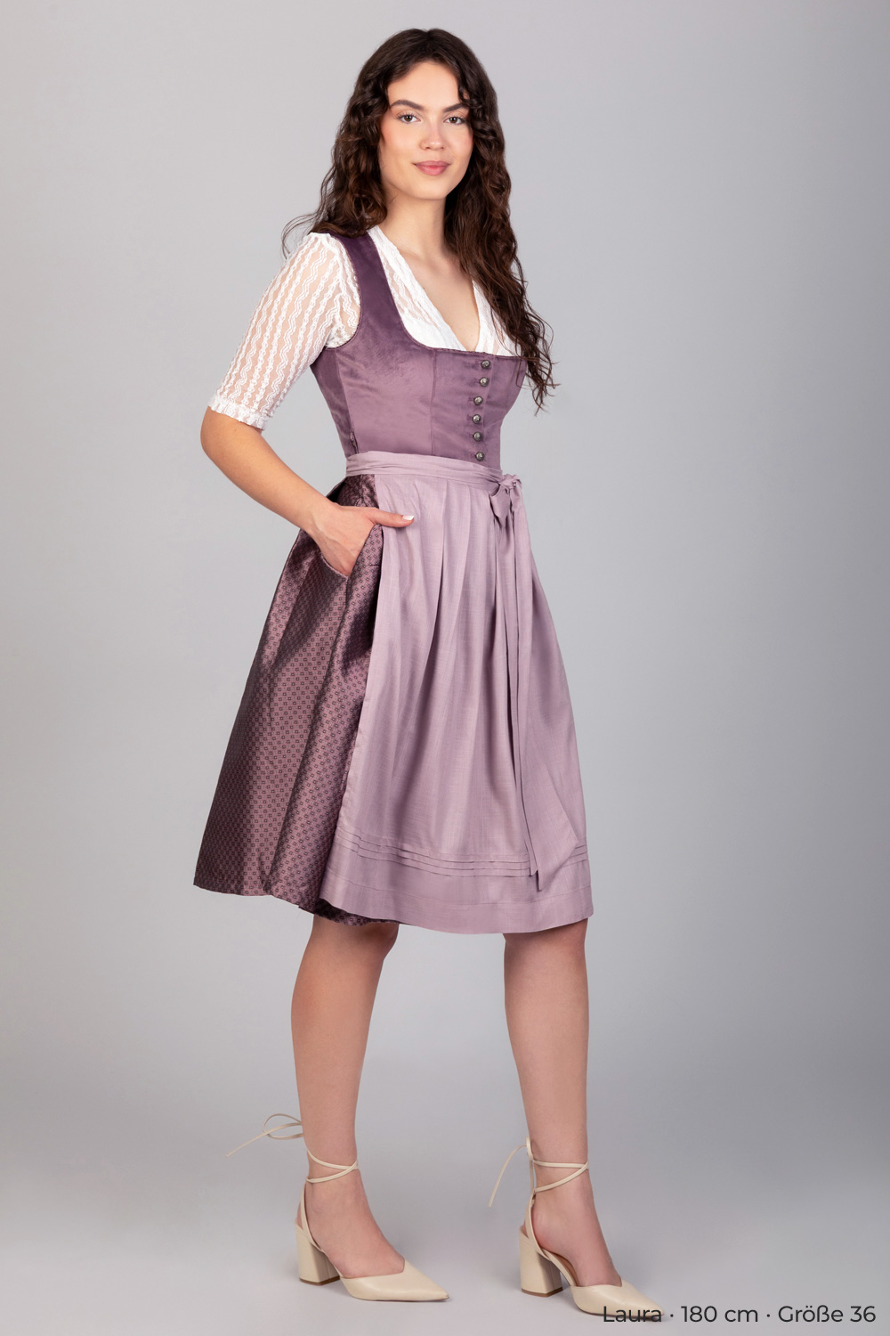 Midi Dirndl Susi Samt Flieder