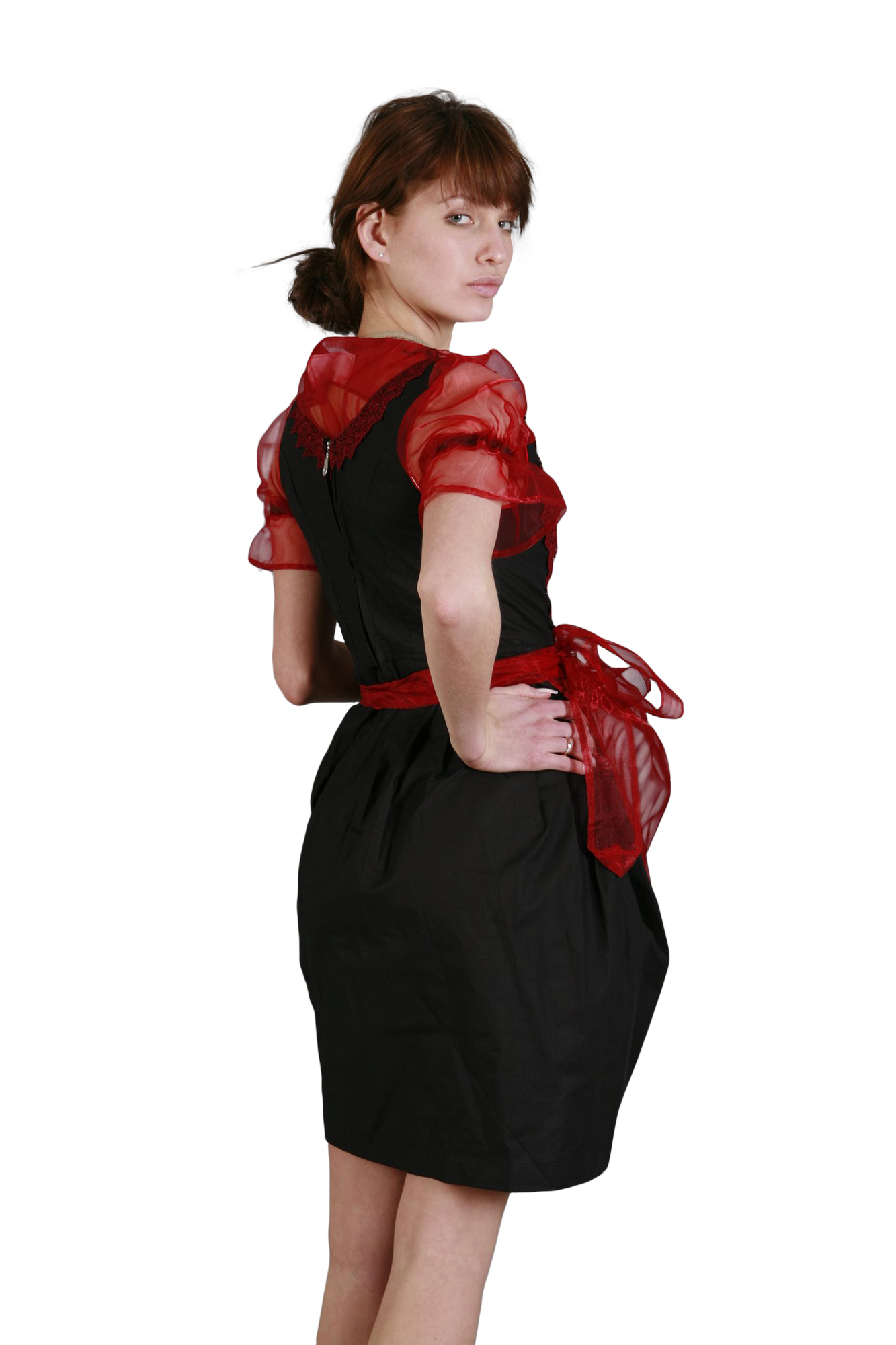 Sexy Mini Dirndl 3-teilig rot schwarz 