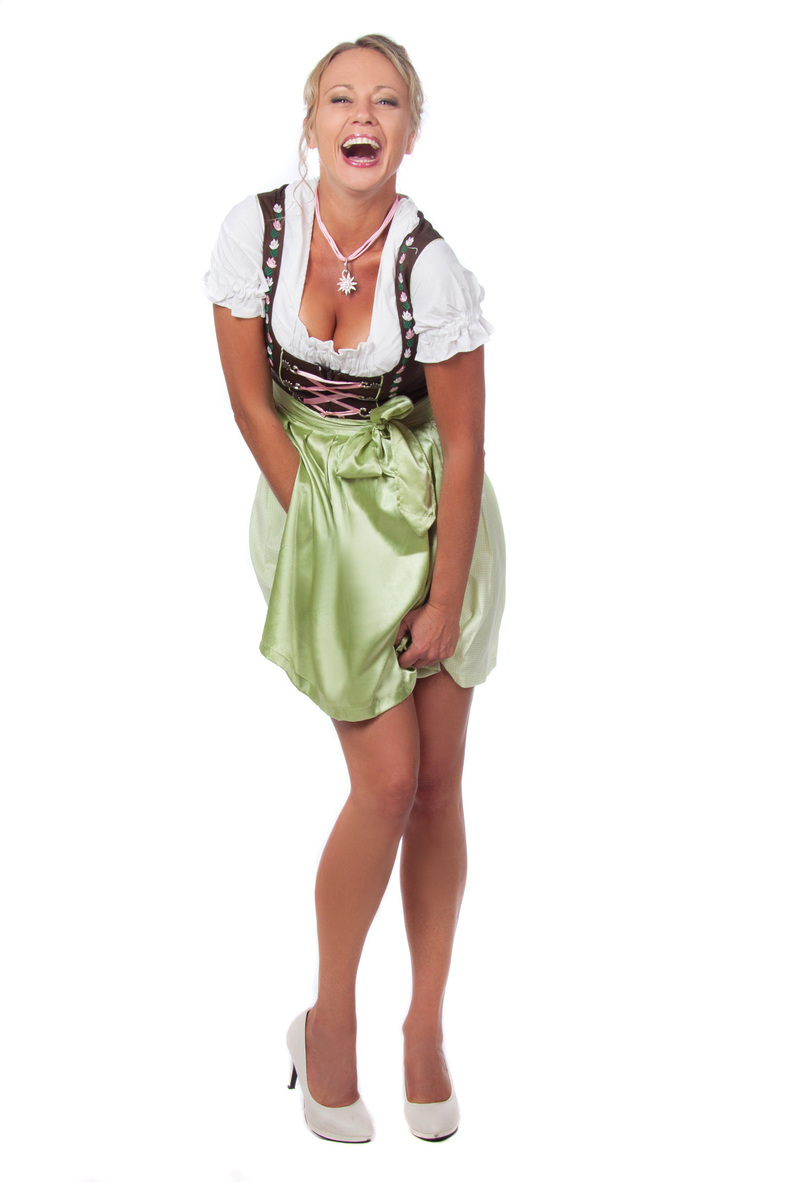 Süßes Mini Dirndl 3-teilig grün pink