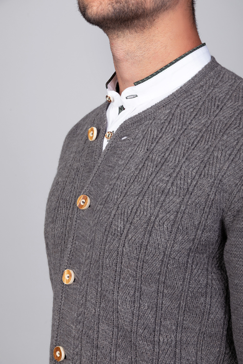 Trachten Strickjacke Leo Rauchgrau