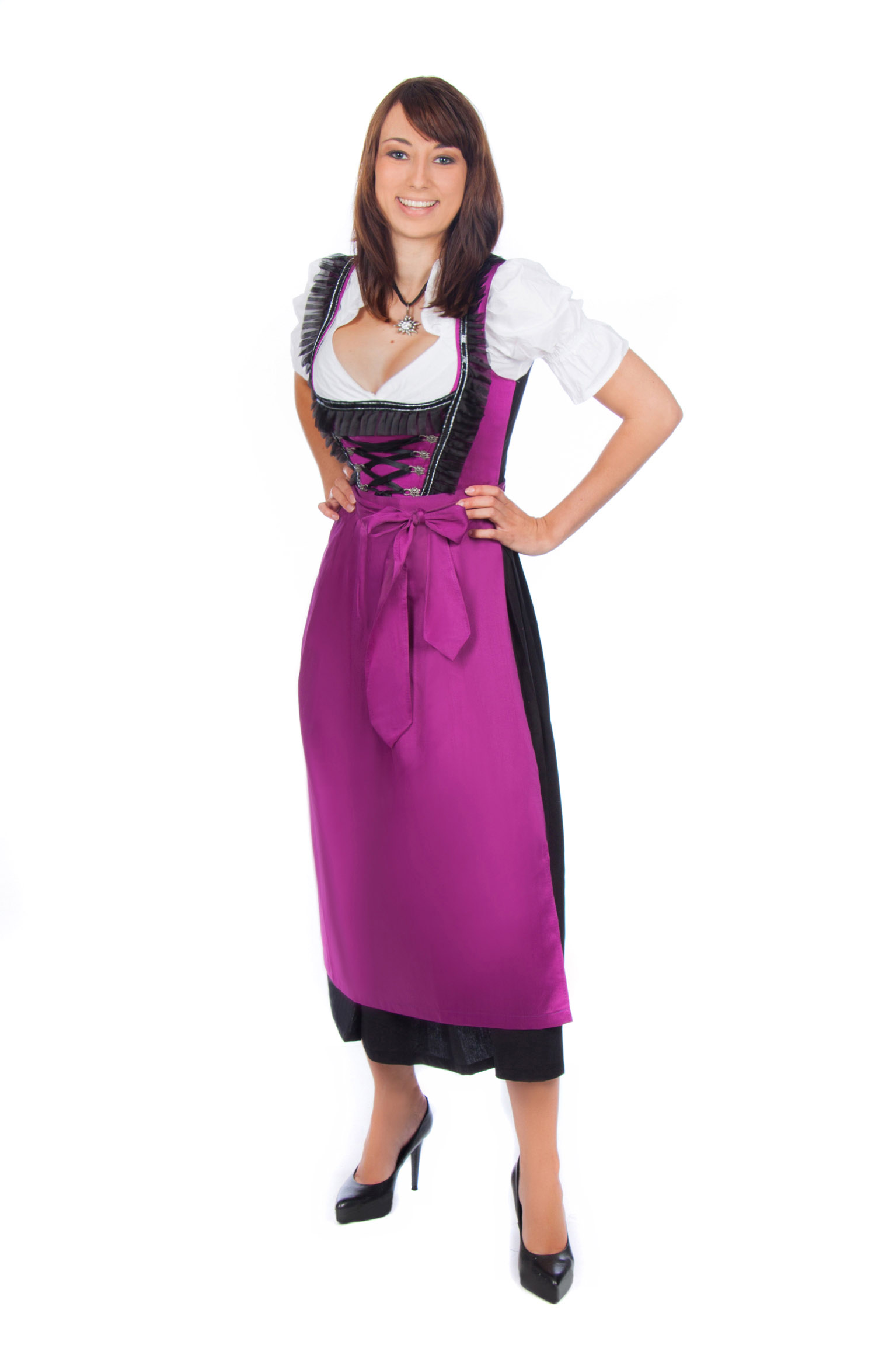 Midi Dirndl violett schwarz