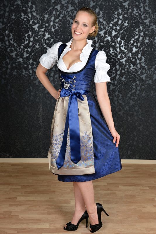 Midi Dirndl royalblau gold 38 EN12127238