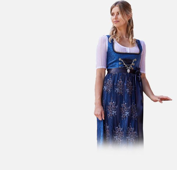 Midi-Dirndl mit Spitzenschürze