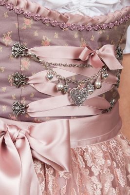 ReliBeauty Dirndl Mädchen 2-in-1 Set Mit Bluse & Schürze - Pink-Blau Karneval & Oktoberfest